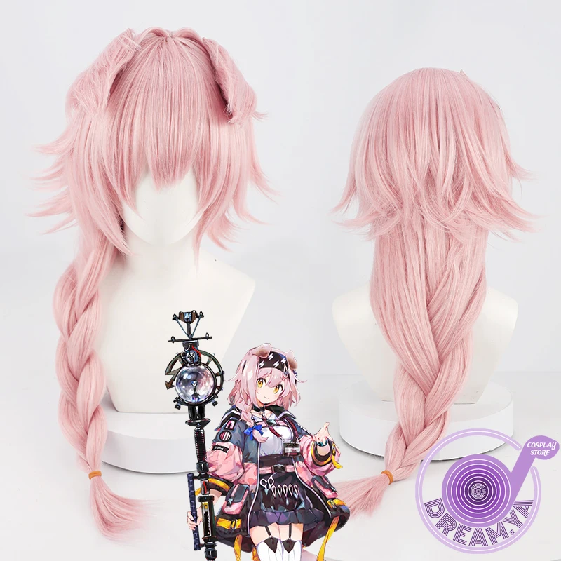 

Goldenglow Cosplay Wig Game Arknights Pink Braided 80cm Long Heat Resistant Synthetic Hair Halloween Party Role Play + Wig Cap