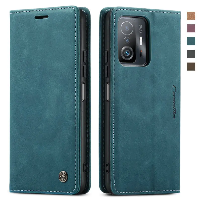 

Роскошный кожаный чехол-книжка Mi 11T 11 Lite, с магнитной картой для Xiaomi 12 X, Redmi Note 11 Pro, флип-чехол 12X, 11Pro, 11S