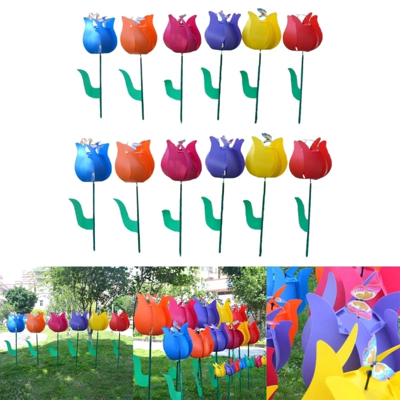 

Wind Spinner with Ground Stake Plastic Flower Windmill Outdoor Decoration Drop Shipping