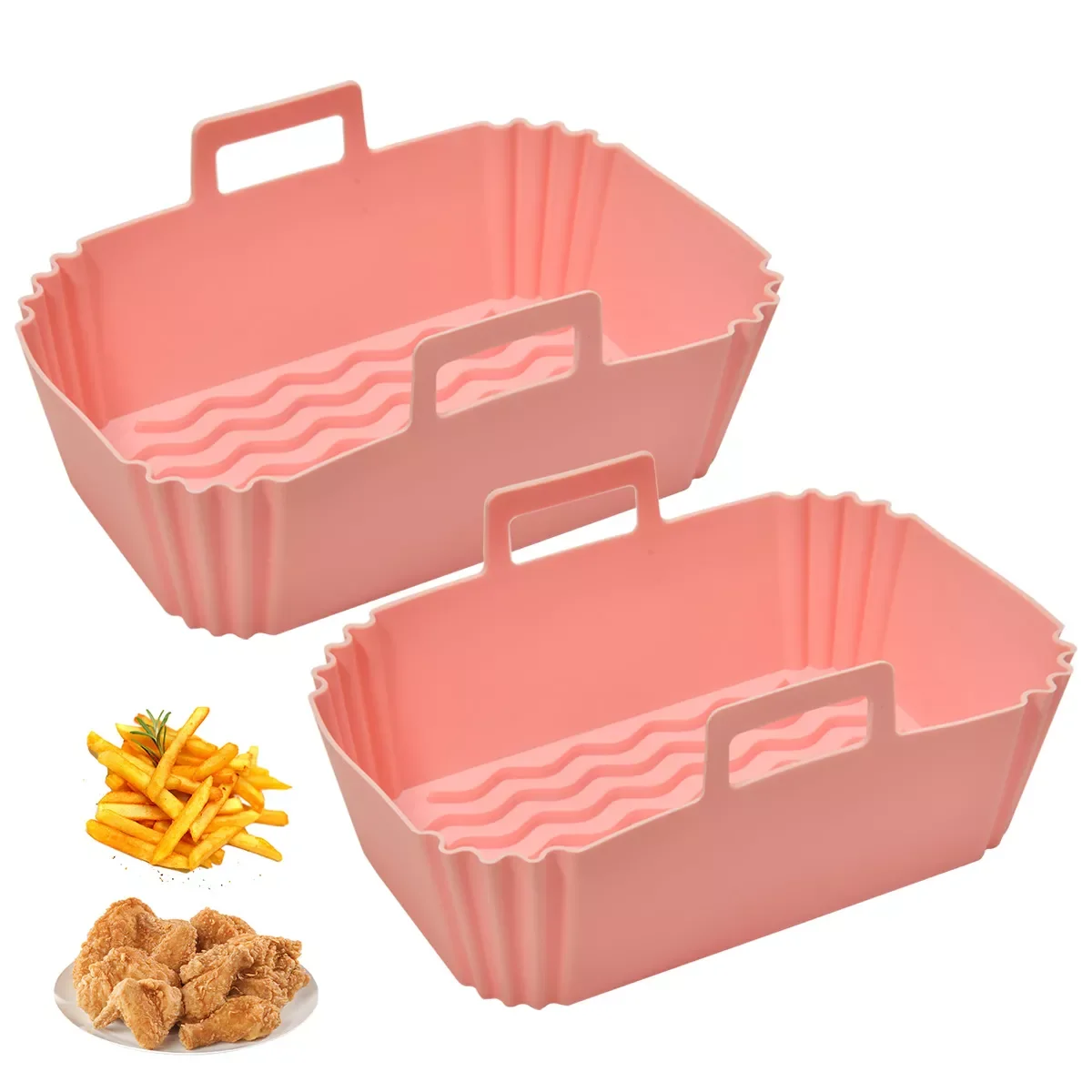 

2Pcs Air Fryers Oven Baking Tray Fried Chicken Basket Mat AirFryer Silicone Pot Replacemen Grill Pan Ninja Kitchen Accessories