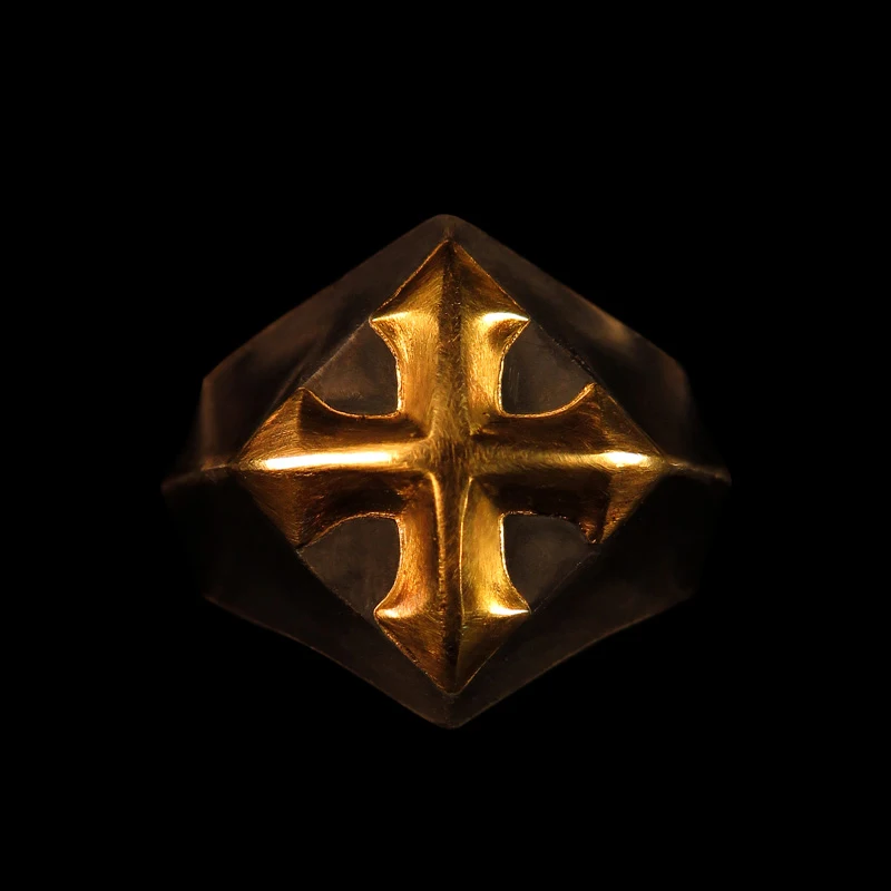 

The New Knight Star Cross Star Gentleman Retro Handmade Ring Men And Women Opening Adjustable Armor Ring Fashion Trend Jewelry