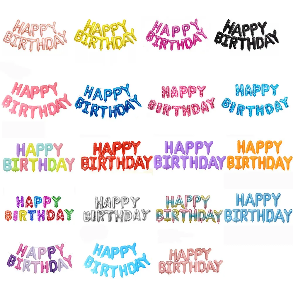 

13Pcs Happy Birthday Decorative Balloon Rosegold Letter Aluminum Film Balloon Birthday Party Decorative Birthday BalloonPackage