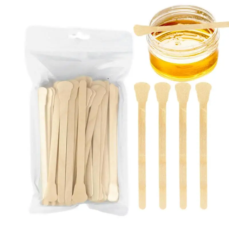 

Wooden Wax Sticks 100pcs Natural Birch Waxed Applicator Non-Irritating Hair Removing Tool For Beard Eyebrows Legs Arms Lip Hair