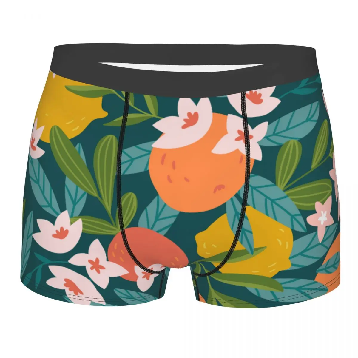 

Men's Underwear Underpants Tropical Summer Oranges Lemons And Flowers Men Boxer Shorts Elastic Male Panties