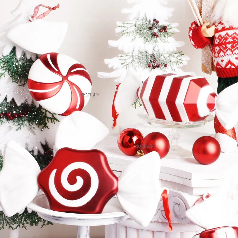 

32cm Large candy pendant Christmas decorations wedding decorations red and white painted gold party decorations Home decoration