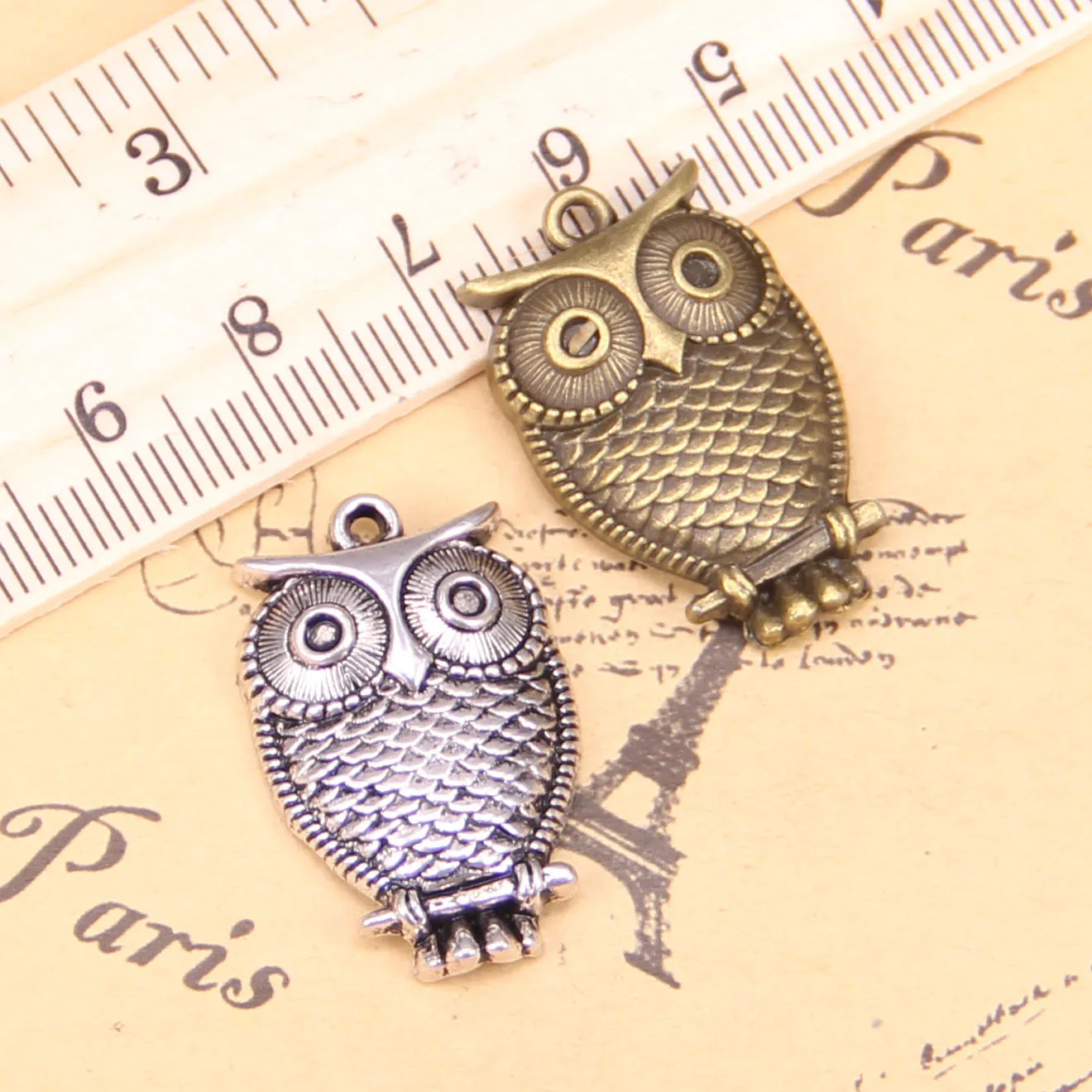 

38pcs Charms For Jewelry Making Owl Standing Branch 28x18mm Antique Silver Plated Pendants DIY Tibetan Silver Bracelet Necklace