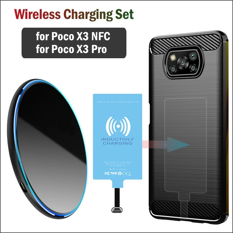 

Wireless Charging for Xiaomi POCO X3 Pro X3 NFC Phone Wireless Charger with USB Receiver Type-C Charging Adapter Case
