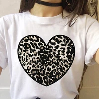 women leopard love t shirts graphic travel sweet fashion trend cute printing cartoon lady clothes tops tees print female tshirt