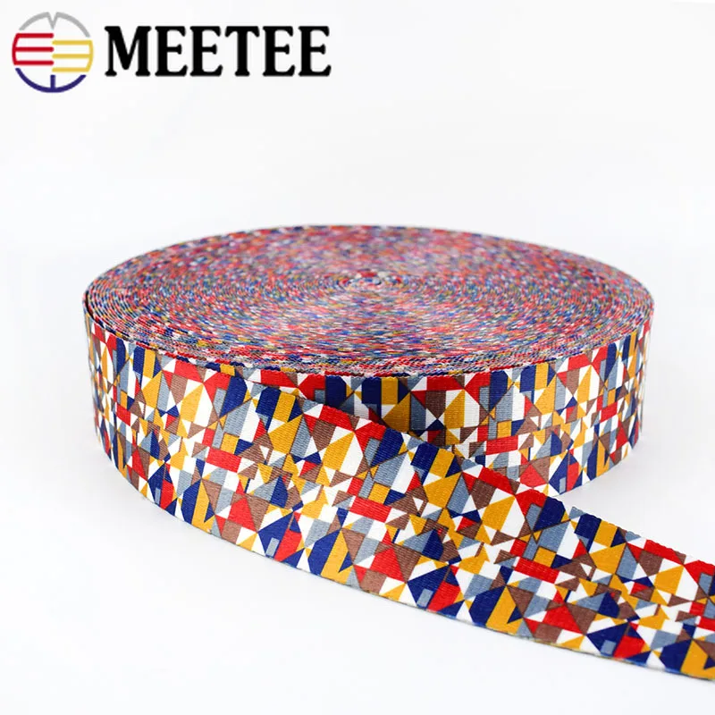 

Meetee 4/8M 50mm 2'' Polyester Printing Webbing Weaving Craft Lace Tape DIY Bag Strap Ribbon Garment Belt Decor Sewing Accessory