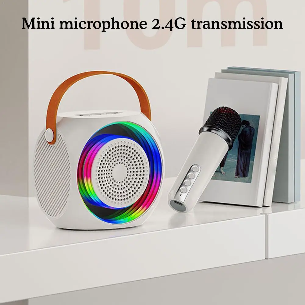 

Мини-автомат для караоке для детей, портативная Bluetooth-Колонка для караоке с беспроводными микрофонами и детской яркостью H5L0