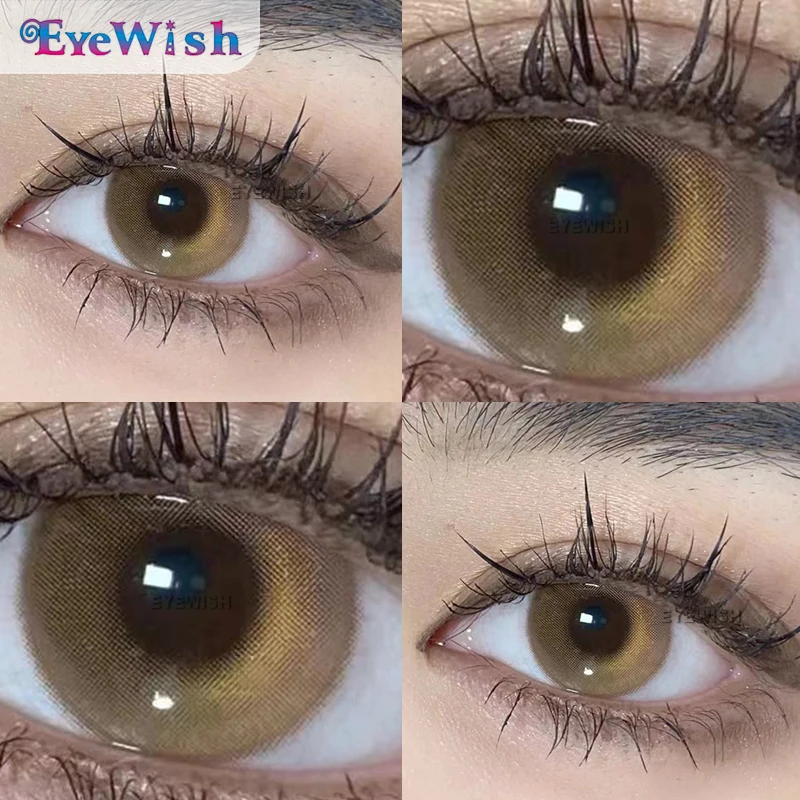 

EYEWISH-Beautiful Contact Lenses for Eyes Beauty Natural Brown Eye Lenses Myopia Prescription Lenses Yearly Use 14.2mm 1 Pair