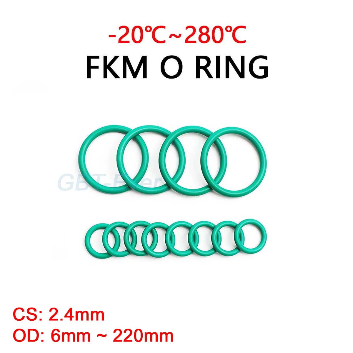 

Зеленые уплотнительные кольца из фторкаучука FKM 2,4 мм