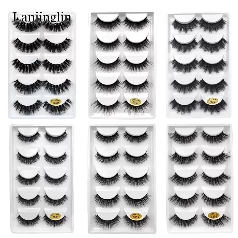 Eyelash wholesale 50boxes Mink Eyelashes False Eyelashes Handmade Wispy Fluffy Long Lashes Natural Makeup Tool Eye Lashes G806