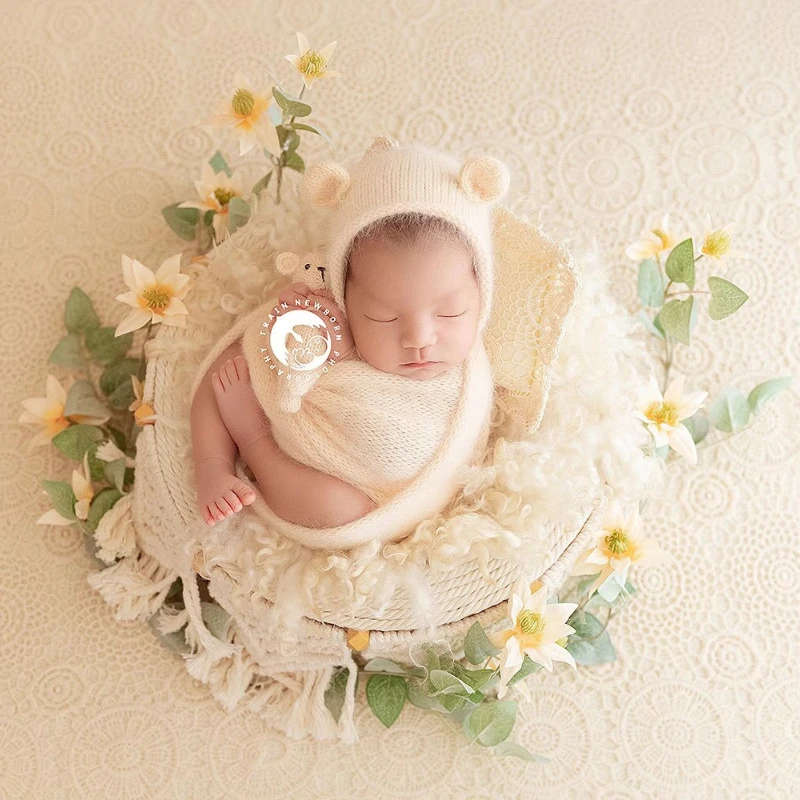 

Simulation Green Plants Newborn Photography Props Faux Flowers For Baby Posing Shoot Photo Prop Basket Stuffer Layer Accessories
