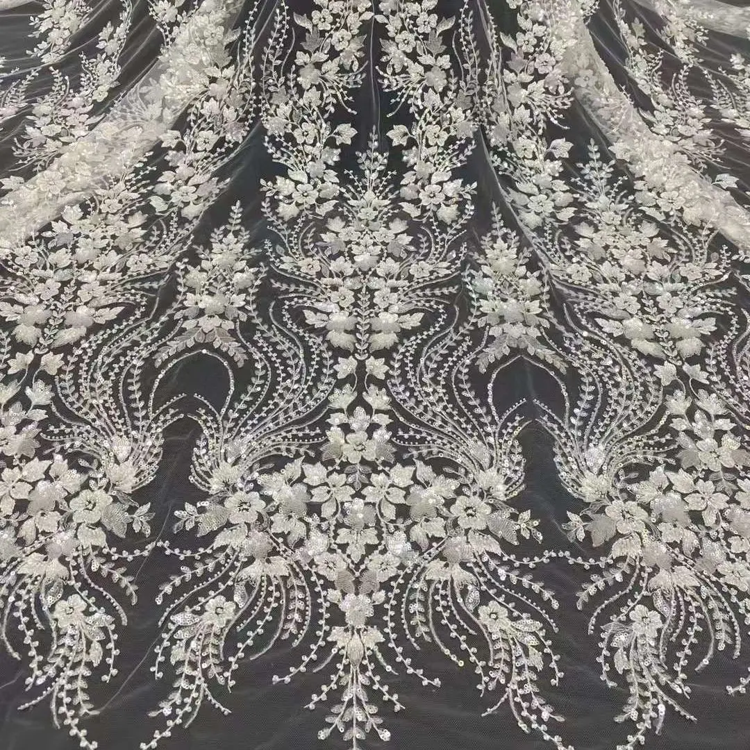 

Новые белые/высококачественные бусины, жемчуг + блестки, встроенное французское Тюлевое кружево/Африканское кружево для женвечерние праздников, свадеб
