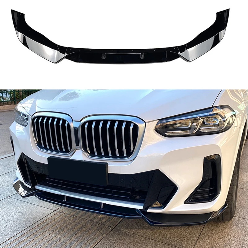 

For -BMW X3 G01 X4 G02 M Pack 2022+ Front Bumper Spoiler Lip Splitter Lower Body Kit Split Blade Plate Trim