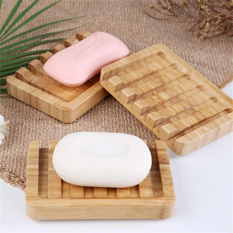 Soap Dish Container Moisture-proof Bamboo Storage Tray Draining Box Home Shower Washroom Accessories Wood Color Bathroom Tools