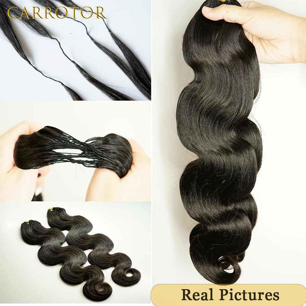 Фото Волосы для наращивания Feather Crochet Braid, без узлов, предварительно разделенные, для крючкового плетения, 100% натуральные человеческие волосы, волна Body Wave №3