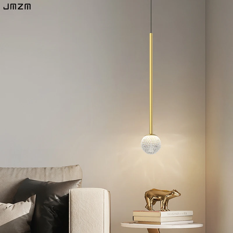 

Deyidn copper luxury crystal lamp bedroom bedside single head chandelier postmodern bar restaurant Glass Ball LED Pendant Lamp