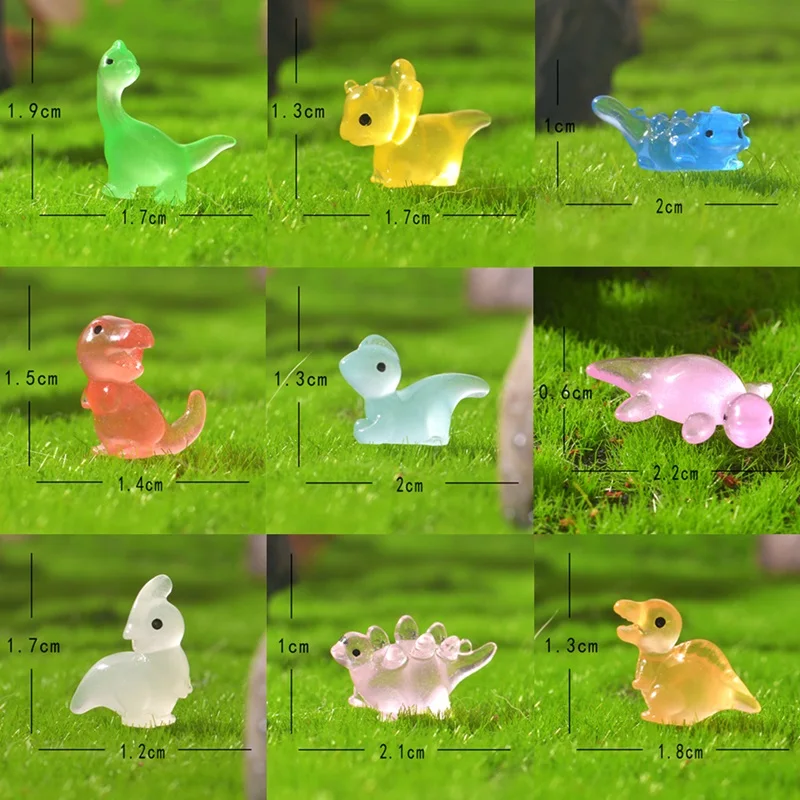 Светящиеся миниатюрные фигурки динозавров из полимера