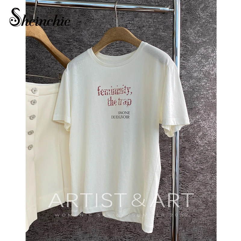 

Luxury Designer Summer Clothes for Women 2022 Vintage Letter Printed Oversized T Shirt O-neck Short Sleeve Cotton Top Mujer
