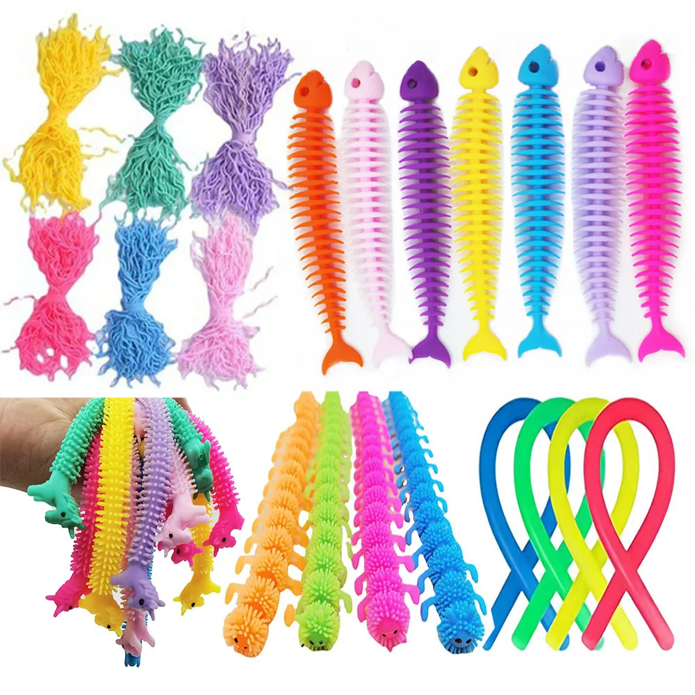 

2pcs Novelty TPR Unicorn Caterpillar Strech Noodle Rope Bracelets Wristbrand Fidget Stress Relief Toy