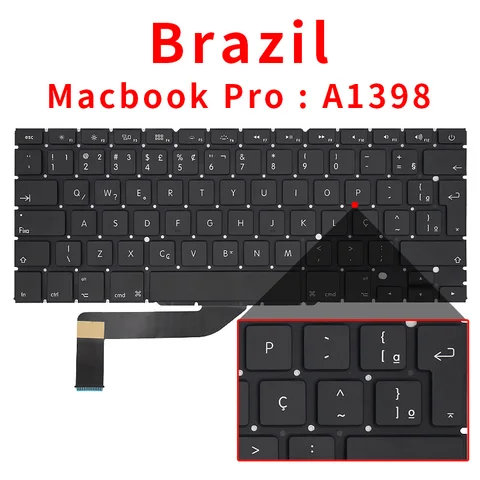 Новая клавиатура для ноутбука Macbook Pro Retina, 15 дюймов, A1398, для США, Великобритании, России, Испании, Франции, 2012, 2013, 2014, 2015