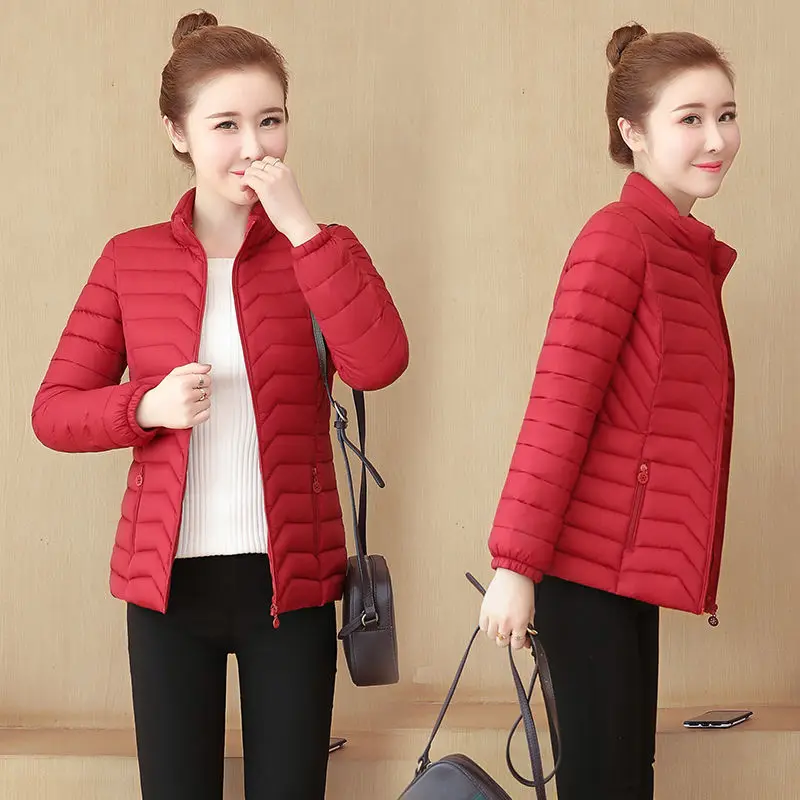 Winter Parka Ultralight Padded Puffer Jacket for Women Coat Stand Collar Outdoor Warm Lightweight Outwear Zipper Pockets S71