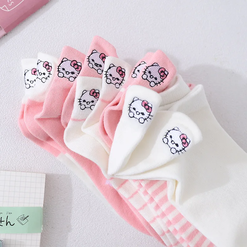 5 парт/Лот повседневные женские носки милые до щиколотки с вышивкой в виде