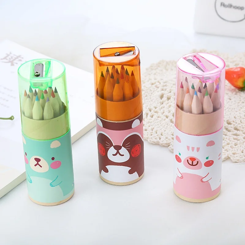 

Creative Barrel12Color Lead Belt Pencil Sharpener Student Drawing Graffiti Multicolor Pencil Children Gift Stationery Wholesale