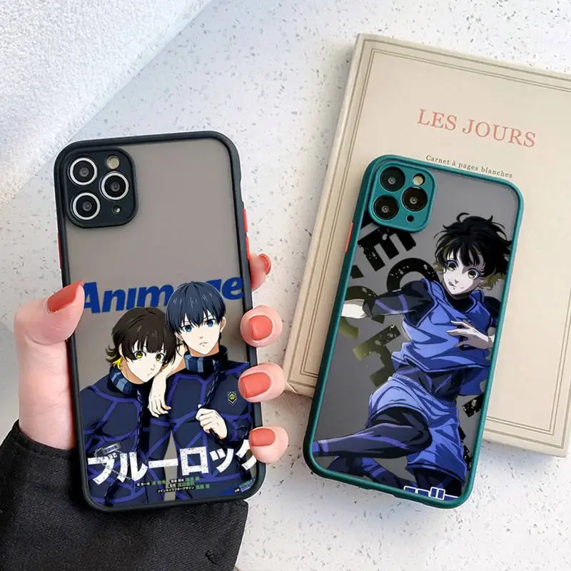 

Blue Lock Anime Phone Case for iPhone X XR XS 7 8 Plus 11 12 13 pro MAX 13mini Translucent Matte Funda Case