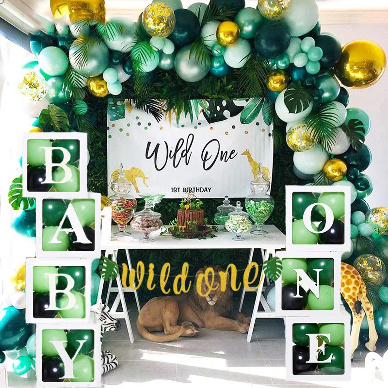 

Wild One Theme Party Banner Disposable Tableware Balloons Arch Set Boy 1st Birthday Safari Jungle Party Baby Shower Decoration