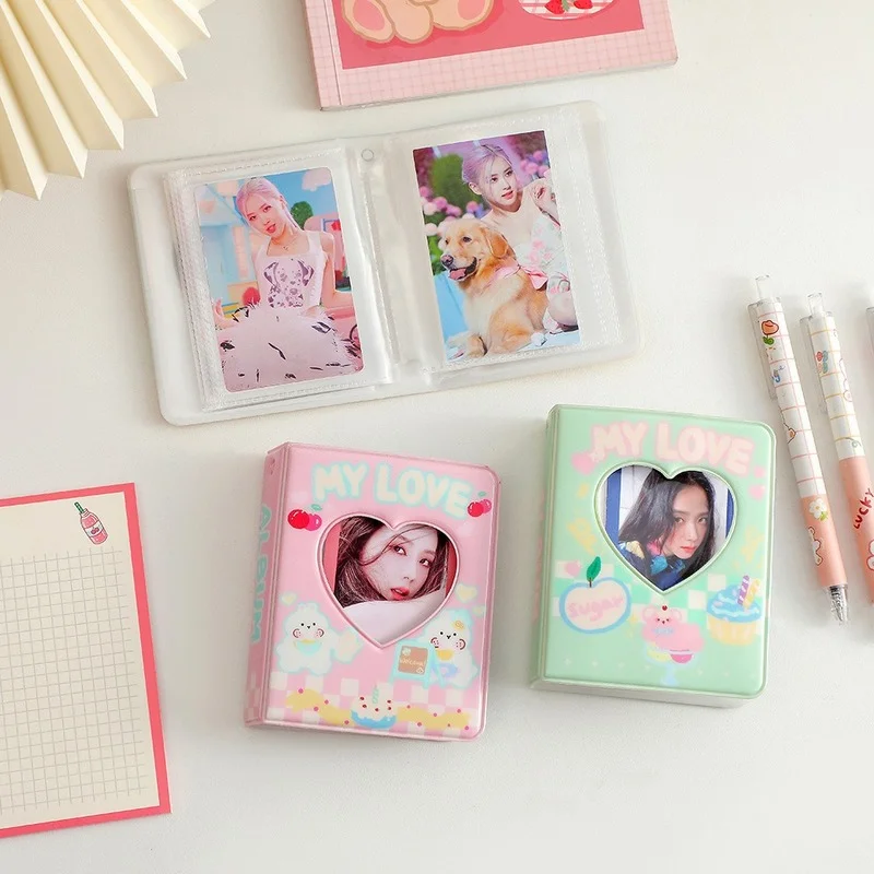 

1pc 3 Inch Photo Album Cute Storage Heart Hollow Cover Book Korean Celebrity Family Friend Photo Album Card Holder Chool Supply