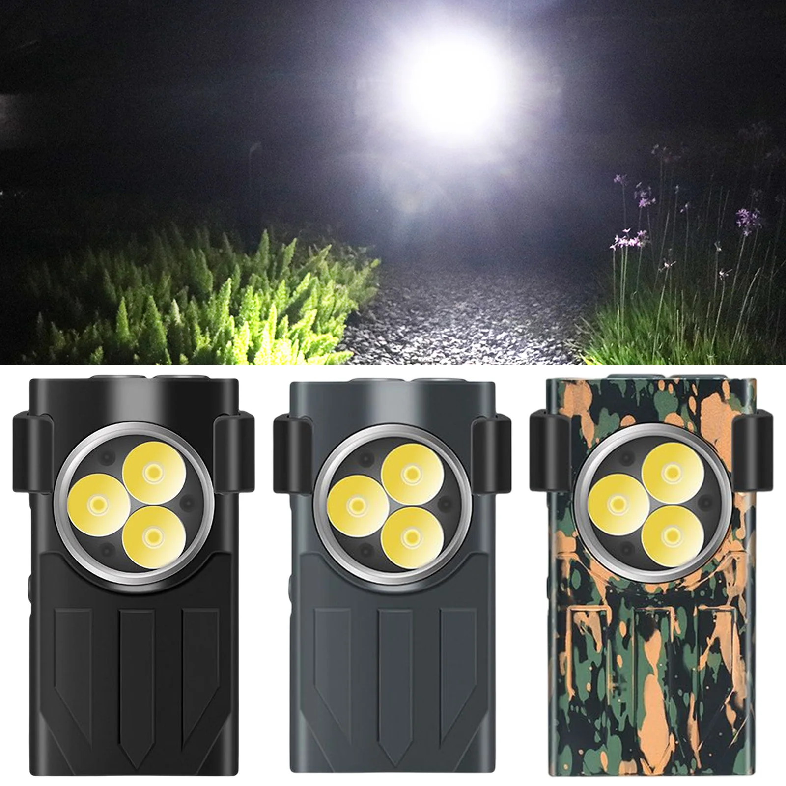 

3PCS Mini V7 EDC Flashlights 1100 LM Type-C Rechargeable Keychain Torch Lantern Emergency Work Lights IP65 Red Lamp SOS UV Light