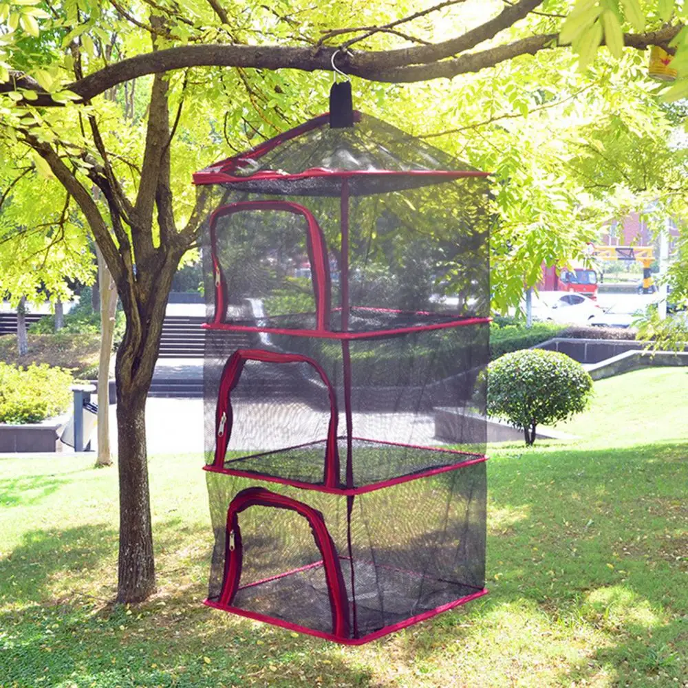 

Camping Folding Square Drying Net 4-layer Tableware Fish Dried Basket for Herbs Hanging Basket Folding Dry Rack Herb Drying Net