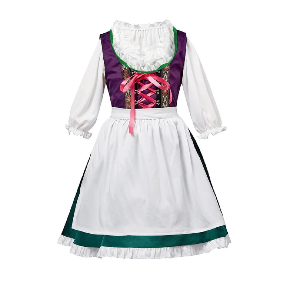 

Hot Sale Maid Cosplay Purple Green Dress Costumes Halloween for Kid Girl