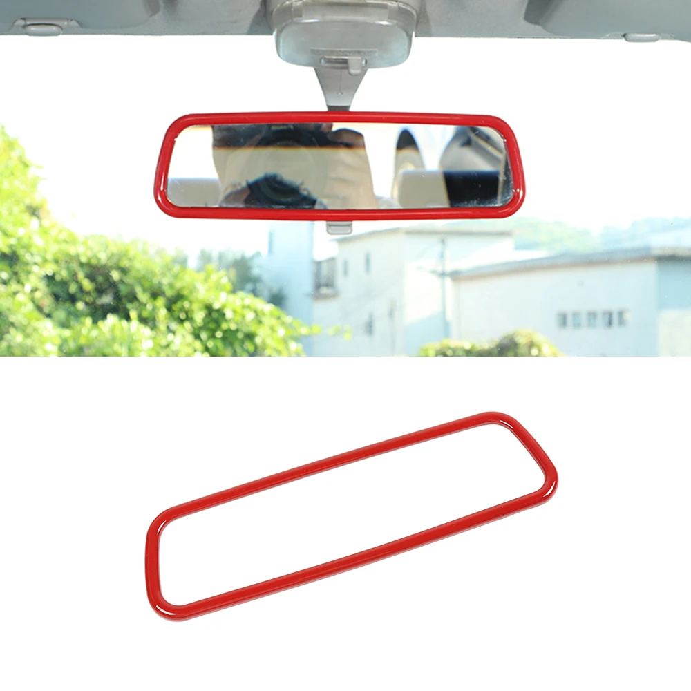 

Rearview Mirror Decorative Cover Trim Sticker for Suzuki Jimny 2007-2022 Car Interior Accessories ABS Red Carbon Fiber Silver