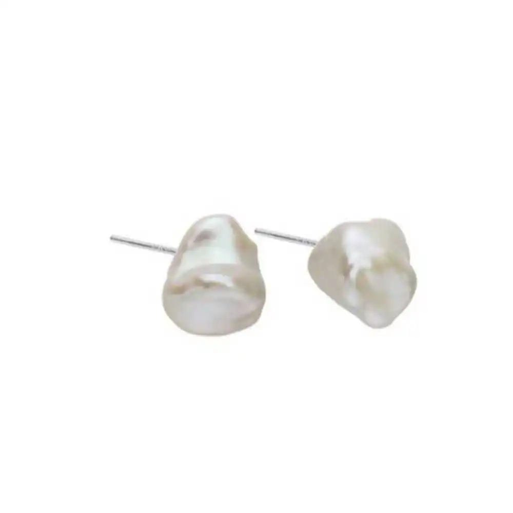 

White Baroque Pearl Stud Earrings 925 silver Ear Needle Fashion Diy Easter Halloween Lucky Holiday gifts Wedding Gift