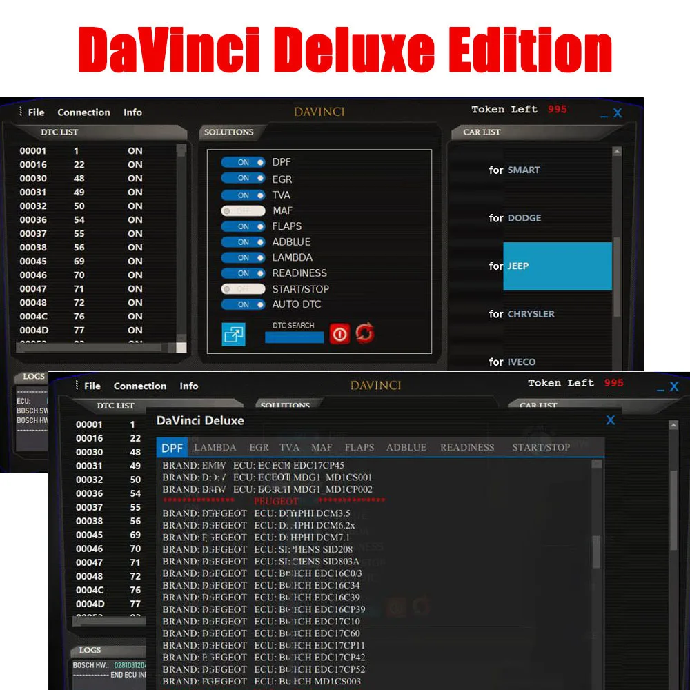 Программное обеспечение DaVinci Deluxe Edition для диагностики автомобильного ремонта