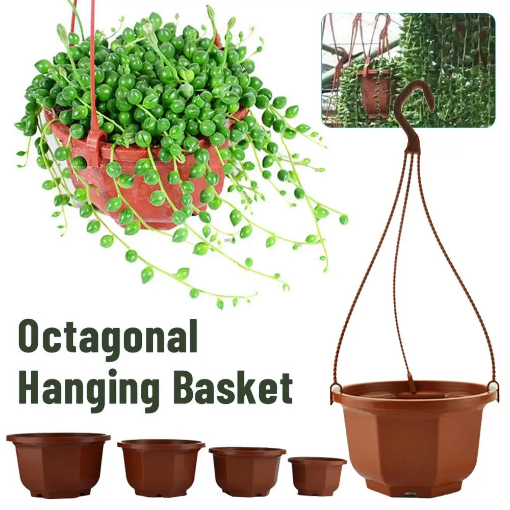 

Plastic Garden Pots And Planters Octagonal Hanging Basket Flower Pots For Plant Indoor And Outdoor Hanging Flowerpot With Hook