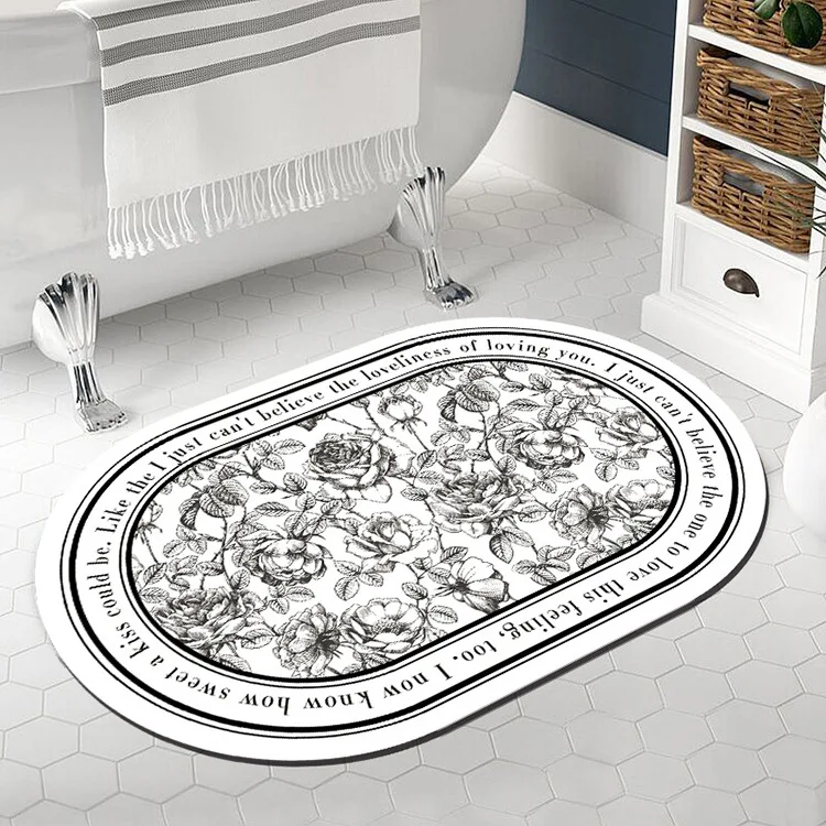 garden floral floor mat soft diatom mud bath rug absorbent non slip bathroom rug oval door mat toilet rug bathroom decoration free global shipping