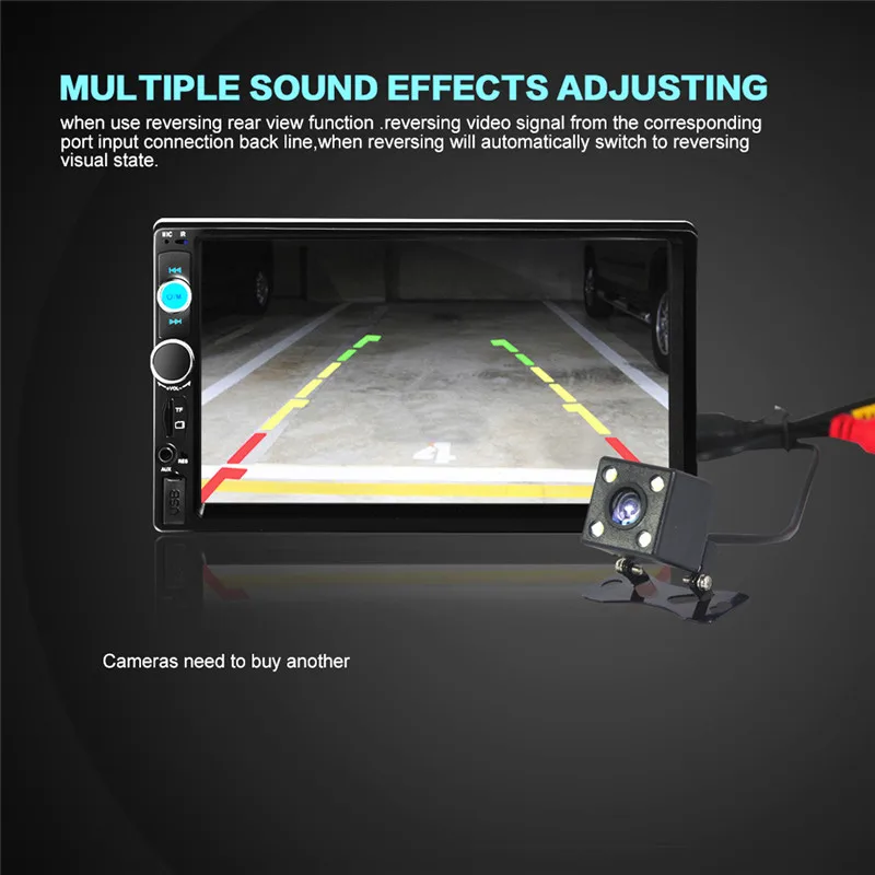 Фото 7010B 7-дюймовый автомобильный радиоприемник Bluetooth V2.0 Автомобильная стереосистема HD с сенсорным экраном MP5-плеер SD MMC USB FM MP3/MP4 Пульт дистанционного управления громкой связью №4