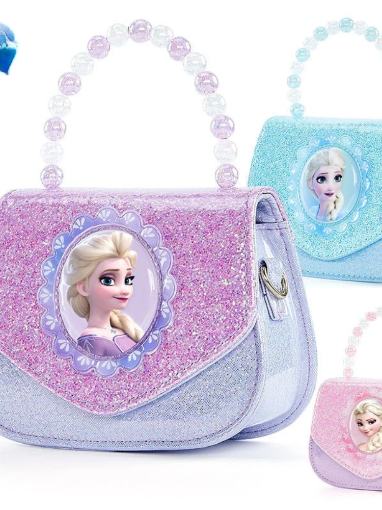 Disney Elsa Princess New Children's Cartoon Sweet Detachable Strap Elegant Handbag Portable Small Flashing Light Messenger Bag