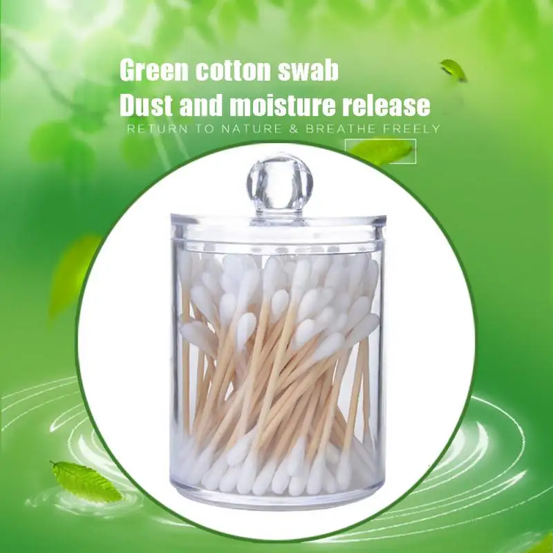 Акриловый контейнер для хранения косметики ватных тампонов круглый пластиковый