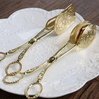 food tong gold plated snack cake clip salad bread pastry clamp baking barbecue tool fruit salad cake clip kitchen utensils