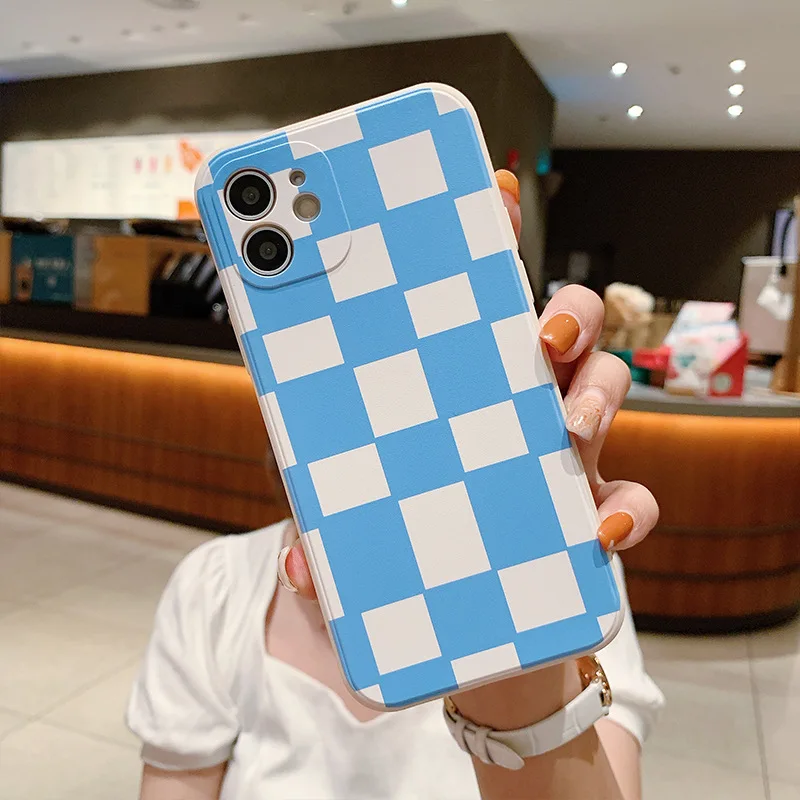 

2022 Pink Blue Square Case For iPhone 12 Pro Max Mini 11 Pro Max X XR XS MAX SE2020 8 7 6 6S Plus NEW Shockproof Phone Cover
