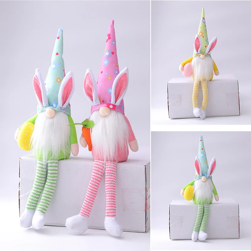 

2022 пасхальное яйцо с длинными ногами, кукла рудолф, кролик, эльф, зеленый, розовый, желтый кролик, пасхальный подарок для детей, «сделай сам», ...