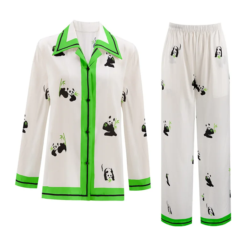 2022 new panda high-end ice silk pajamas women's two-piece suit pajamas for women  женское бельё  pijama perro