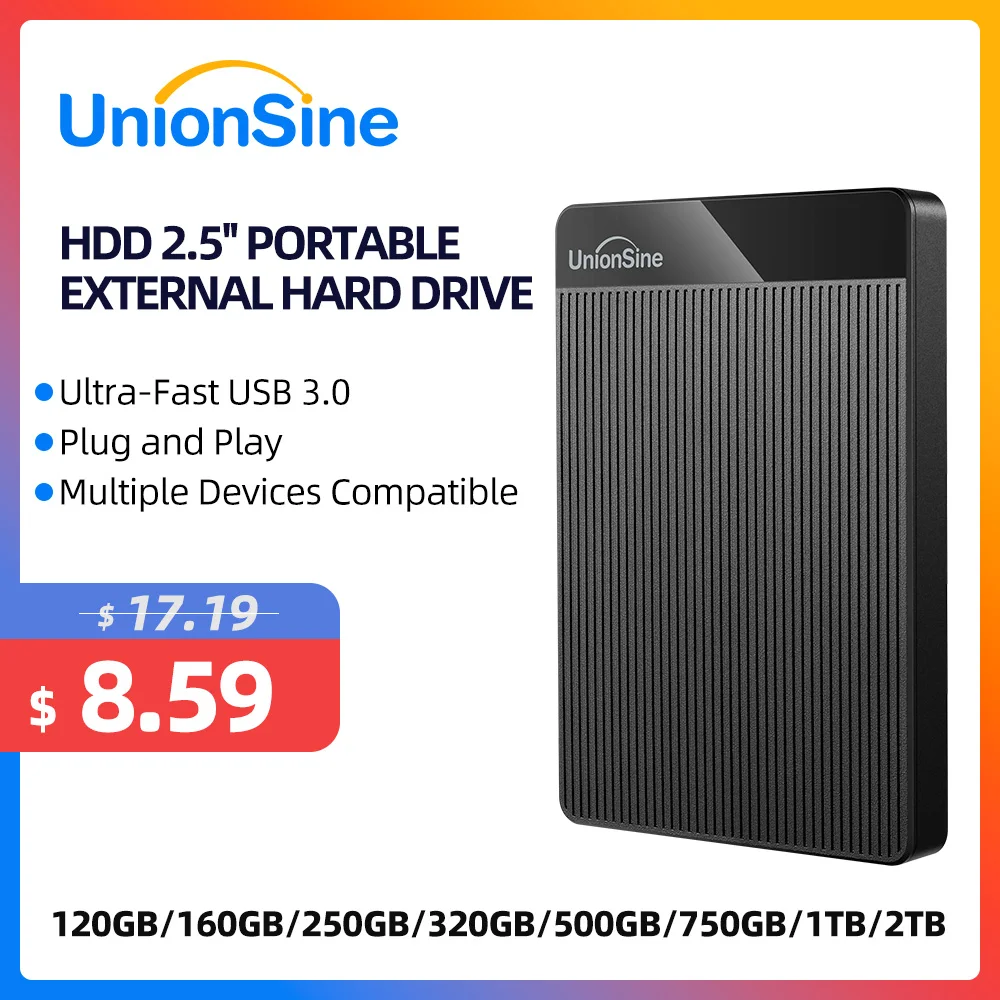 UnionSine HDD 2.5'' Portable External Hard Drive 2tb/1tb/500