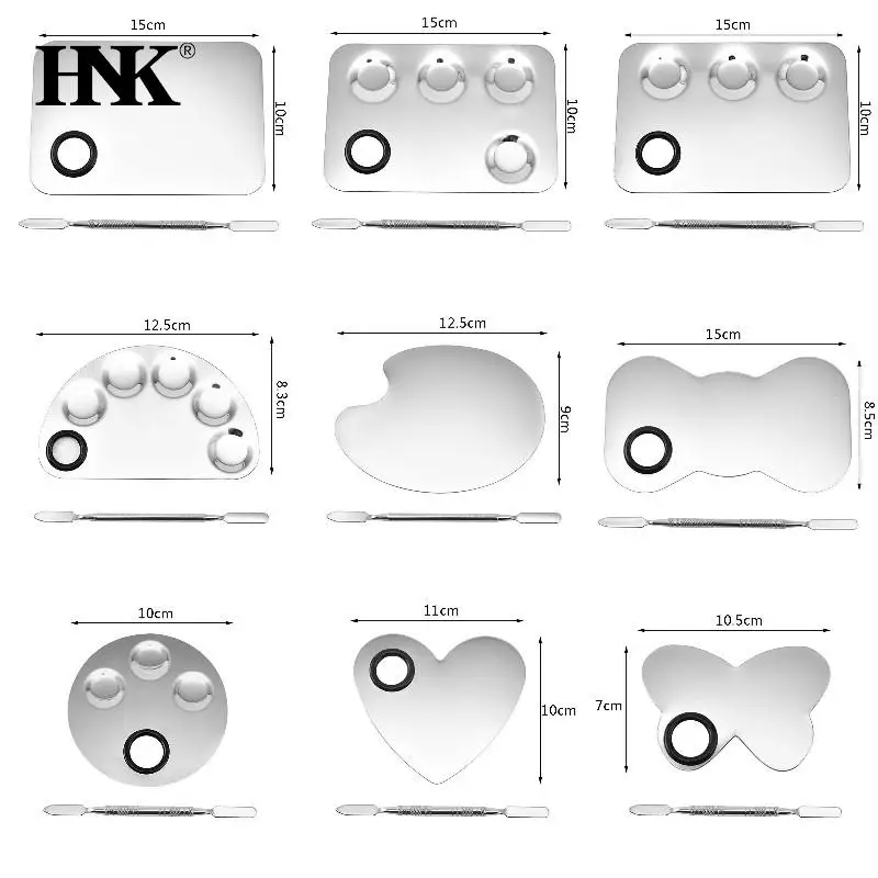 

Stainless Steel Makeup Mixer Nail Art Polish Mixing Plate Foundation Eyeshadow Mixer Palette With Spatula Rod Beauty Tools